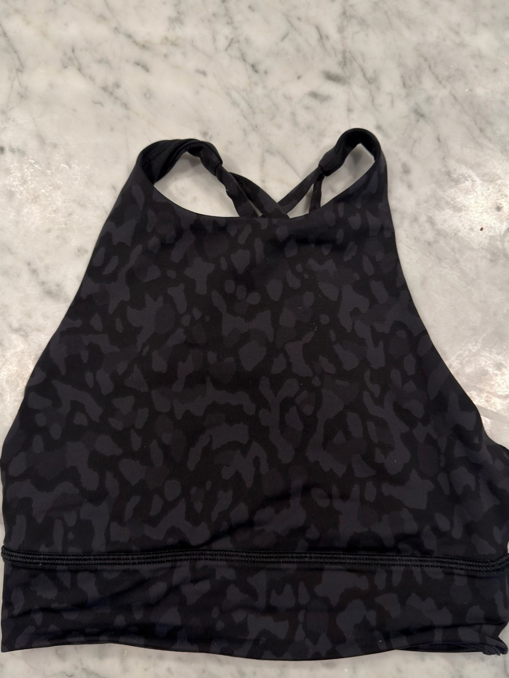 lululemon athletica Black High-Neck Leopard Print Swim Top size 4